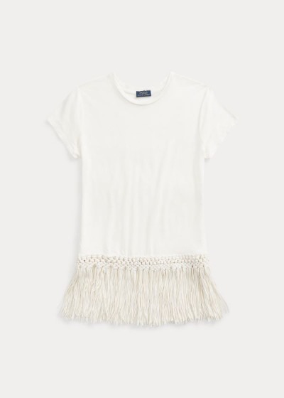 Polo Ralph Lauren Fringe-Hem T Shirt Dame Danmark (LECHU5129)